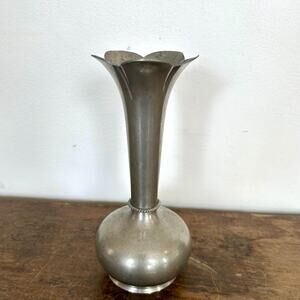 Vintage Norwegian Pewter Bud Vase | MCM Mid Century Silver Decor